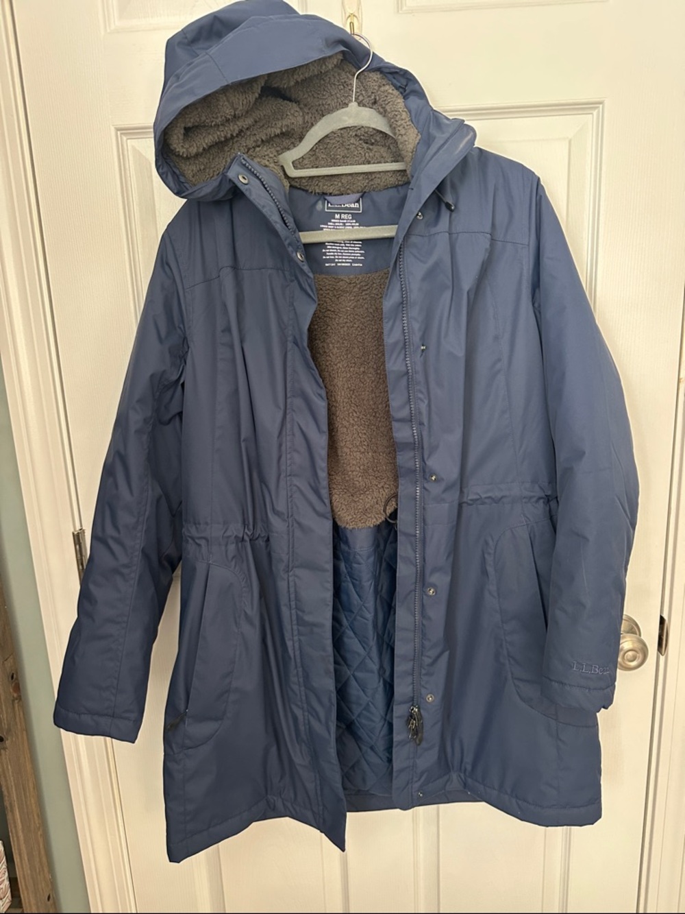 L.L. Bean Navy Blue Hooded Fleece-Lined Parka